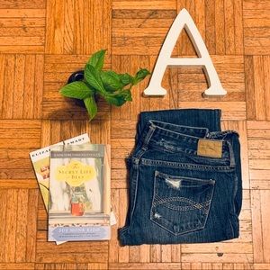 Abercrombie Girls DarkWash Ripped Flare Jeans